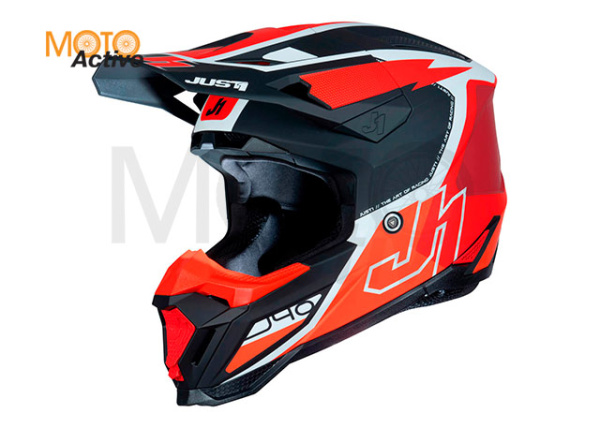 Шлем кроссовый JUST1 J40 FLASH (красный/белый матовый)